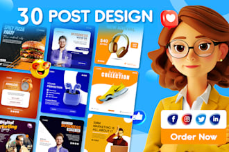 do 30 creative instagram post, carousel design, facebook ads, social media post