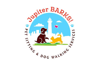 design awesome clean dog walking logo