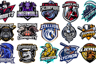 create football, baseball, basketball, hockey, tournament vintage league logo