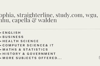 complete sophia, wgu, walden, snhu, straighterline and studycom tasks