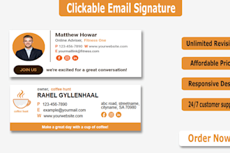 design responsive clickable html email signature for outlook, gmail etc