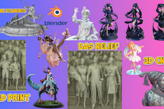 3d print ready anime figurines, warhammer miniatures, cnc relief, cosplay props