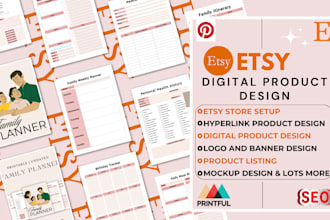 etsy shop setup, digital planner, print on demand product, hyperlinked planners