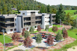 render 3d stadium area,golf simulator space,golf house outdoor design,basketball