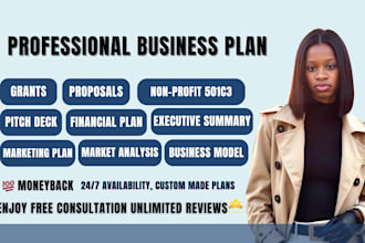 write professional business plans for grant, sba, with marketing, financial plan