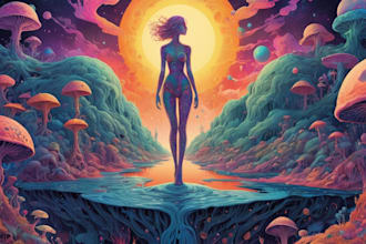 draw surreal psychedelic illustration, poster, cover album