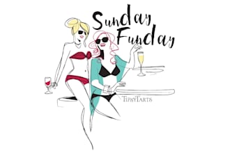 design unique girls having drinks logo