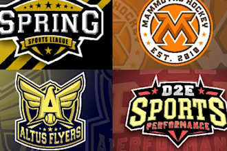 design text style sports team logo for school teams
