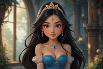draw your portrait into disney style illustration