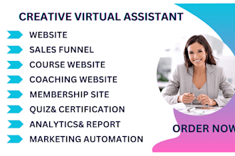 build kajabi kartra clixlo systemeio course website, funnel, membership site, VA