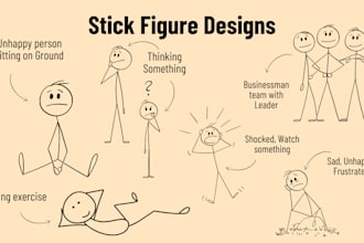 design stickman and stick figure scene illustrations