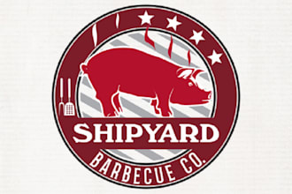 do impressive new restaurant logo for the shipyard barbecue