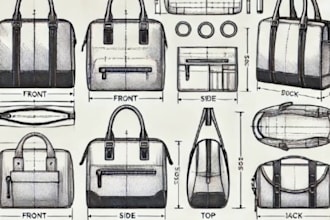 tech pack design for handbags, tote bags, and backpacks