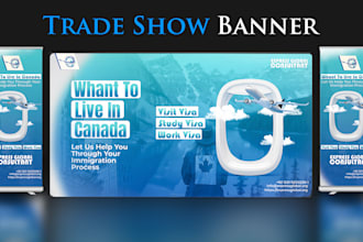 design trade show banner, backdrop, exhibition booth, retractable banner