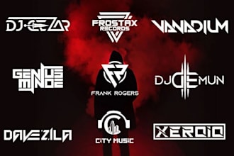 design dj, music, edm, typography, metal band logo