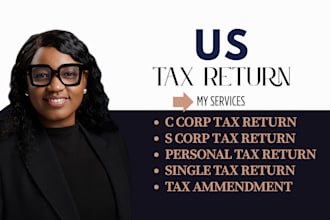 prepare usa tax return for individual ,business, llc ,c corp,s corp,federal tax