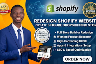 redesign shopify website or create 6 figure dropshipping store
