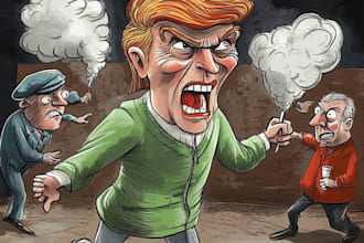 create a political and editorial cartoon