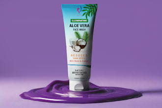 premium beauty facewash label and box design
