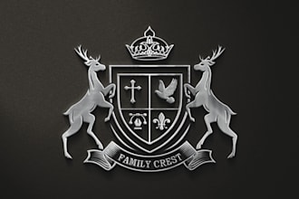 design custom family crest, heraldic shield, coat of arms logo