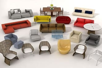 create 3d furniture modeling, 3d rendering, furniture design, home decoration