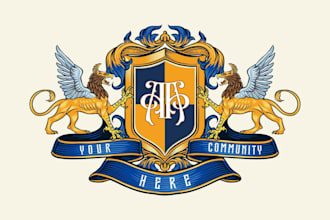 do modern heraldic family crest coat of arms logo or graphics design