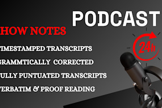 write summary, podcast show notes, podcast transcription