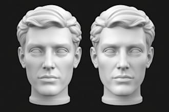 sculpt 3d model, 3d head bust model for 3d printing and 3drendering, 3d face