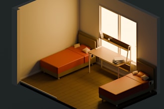 design custom isometric rooms in blender