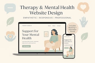 create a therapy and mental health counseling website, volunteer portal,caregive