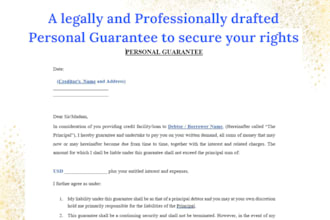 provide you a personal guarantee template to secure your loans with confidence