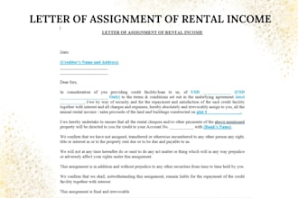 provide you an assignment of rental income template enforceable debt security