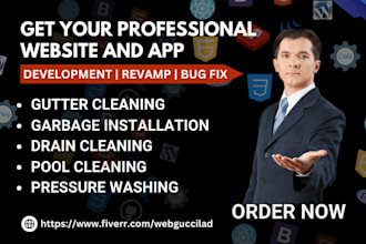 create a gutter cleaning website drain garbage pressure washing pool website