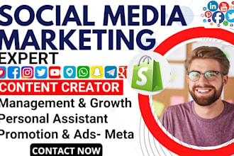 ecommerce shopify social media marketing manager, meta ad expert content creator