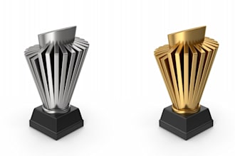 do 3d trophies design, 3d awards design, 3d medals design