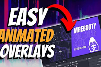 design animated twitch or youtube overlay, twitch logo, panels, screens, alerts