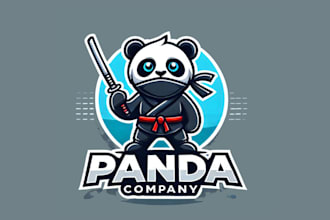 design a striking panda ninja mascot logo for your brand