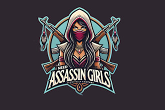 design a striking assassin girls mascot logo for your company