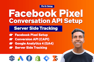 setup facebook pixel conversion API, ga4 with server side tracking via GTM