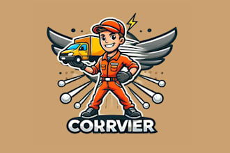 design a professional courier mascot logo for your brand