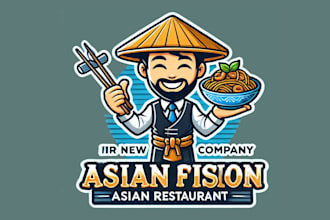 design a unique asian fusion restaurant mascot logo