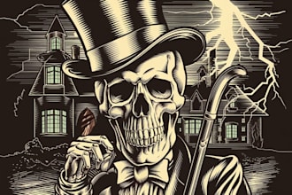 draw dark art illustration with engraving style