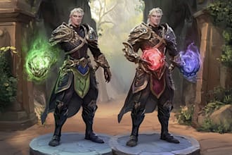 make a dnd art, oc, fantasy character and dnd party