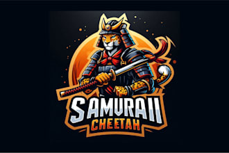 make amazing samurai cheetah mascot logo with creative concepts