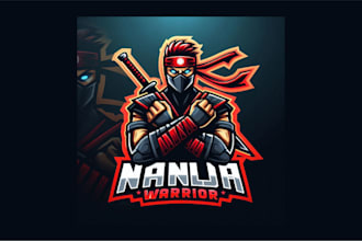 make modern ninja warrior mascot logo with unlimited revisions