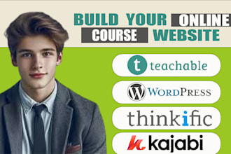 kajabi online course website, teachable, podia online course website development