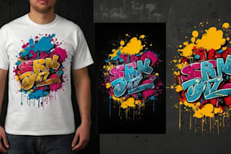 do a custom street art graffiti or pop art typography tshirt logo design