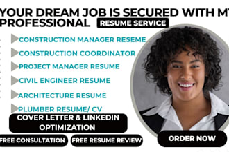 write construction manager, project manager, architecture, civil engineer resume