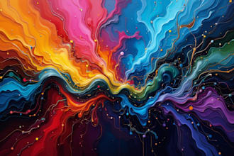 manually make colorful abstract digital canvas wall art