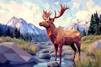 create any geometric low poly illustration within 24 hours
